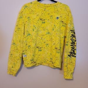 TrukFit Sweater Adult Small Yellow Paint Splatter Cotton  Grapic Pullover‎